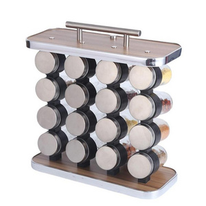 Countertop Rack Tower with Free Spice Refills Stainless Steel Seasoning Organizer for Kitchen