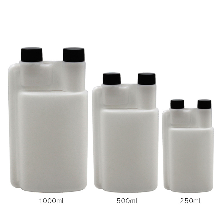 Liquid Measuring Dispenser Dosing Hdpe Double Chamber Twin Neck Bottle