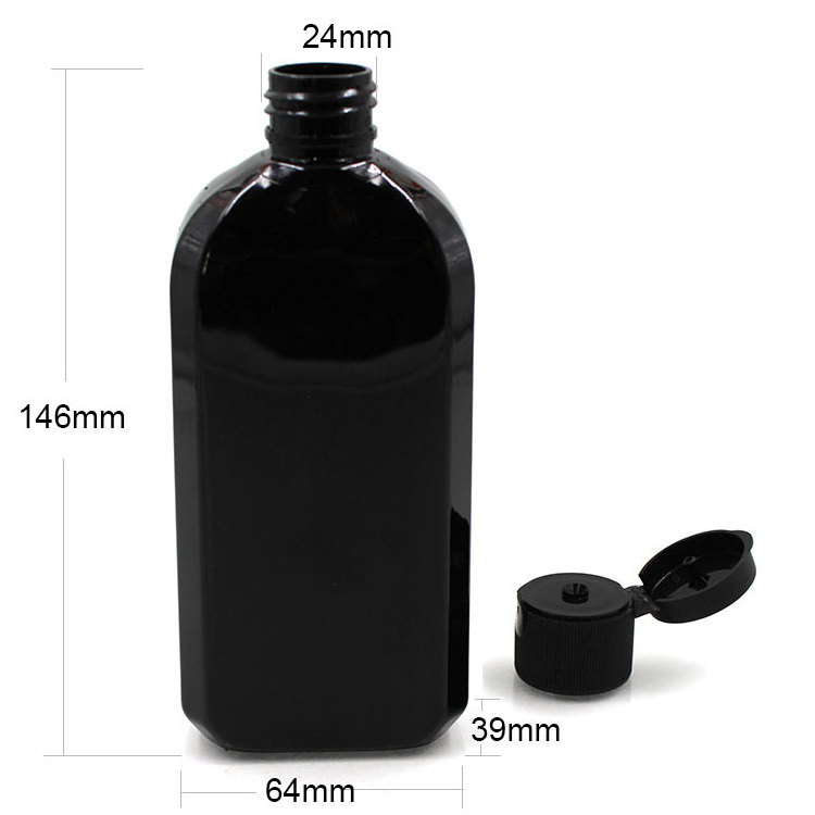 250ML Black Flat PET Kids Shampoo Bottle