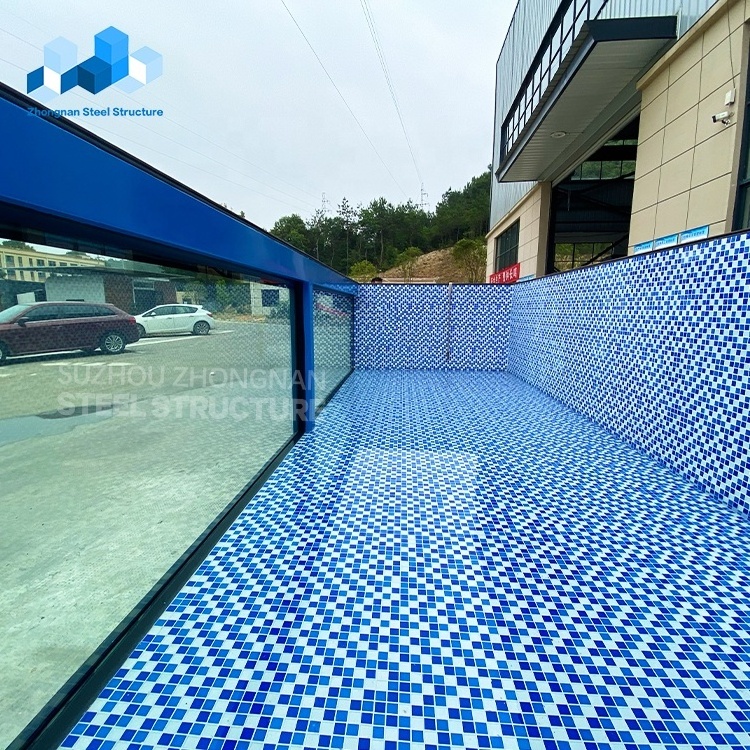 Zhongnan Detachable Custom 20ft 40ft luxury modular Filtration and Heating System shipping container swimming pool with spa