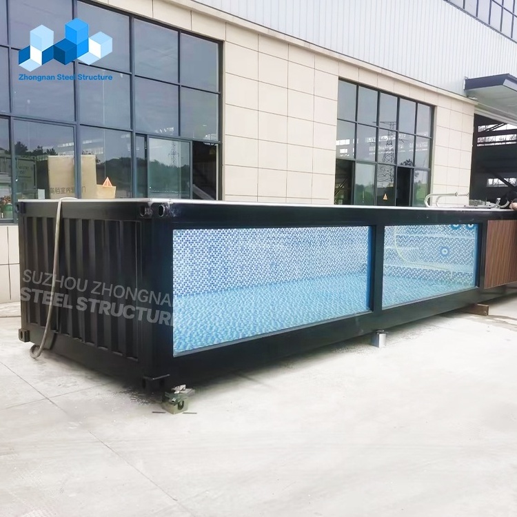 Zhongnan Detachable Custom 20ft 40ft luxury modular Filtration and Heating System shipping container swimming pool with spa