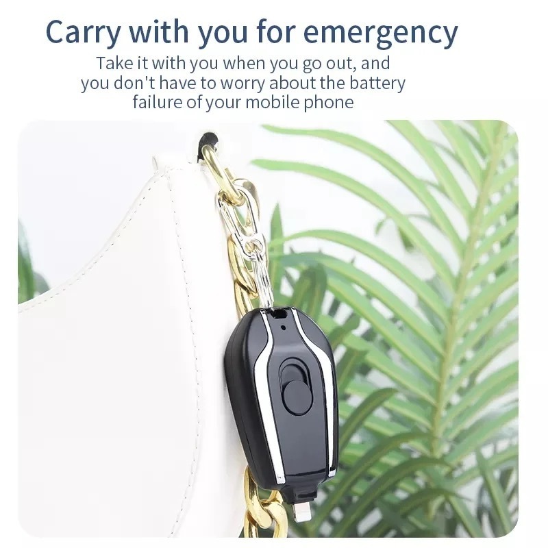 portable key power bank keychain keyring key chain wireless emergency keychain 1500mah mini ring charger power bank