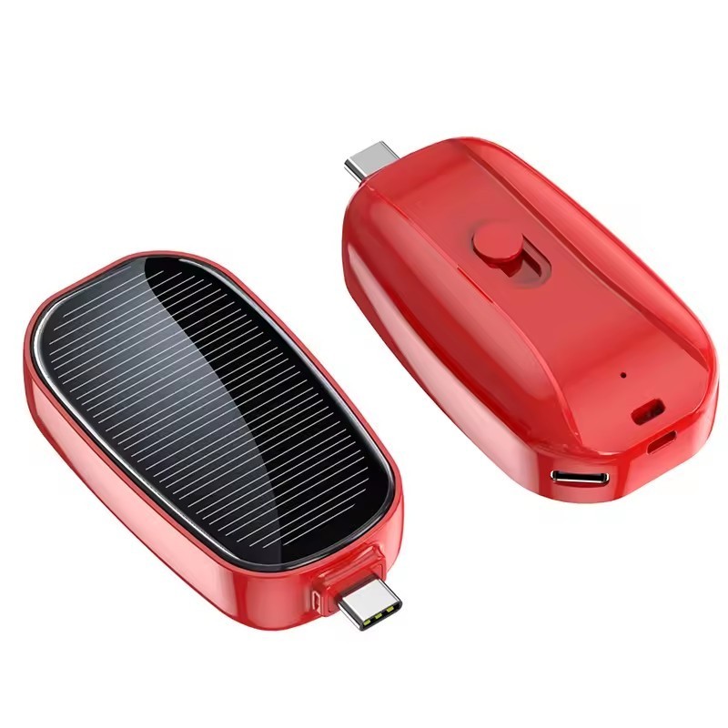 1200mAh Solar Power Bank Portable Charging Poverbank External Battery Charger Fast Charging Powerbank Keychain For Phone TYPE C