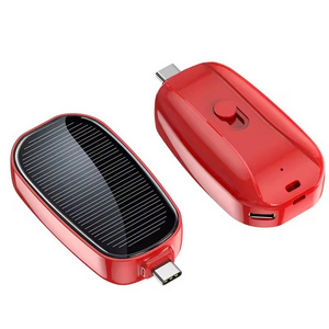 1200mAh Solar Power Bank Portable Charging Poverbank External Battery Charger Fast Charging Powerbank Keychain For Phone TYPE C