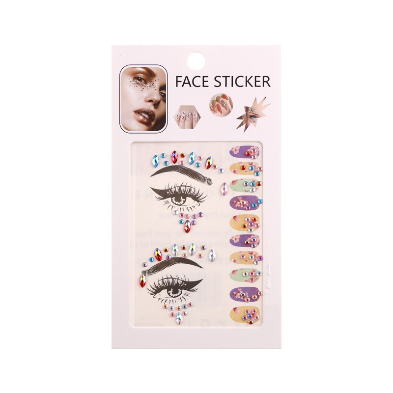 INS Wind Diamond face Eye makeup tears bright diamond face jewelry face diamond nail jewel sticker Tattoo sticker