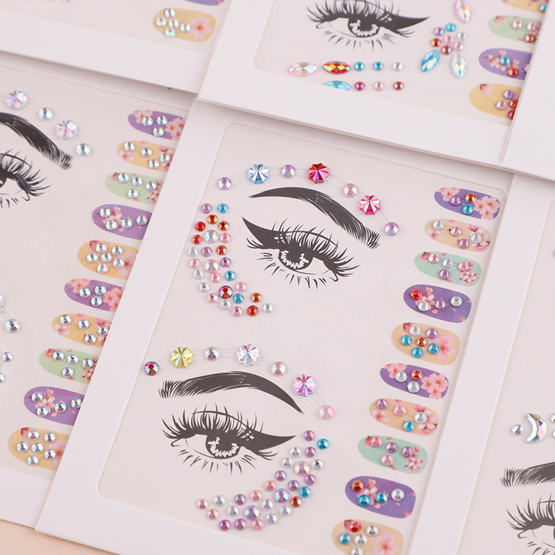 INS Wind Diamond face Eye makeup tears bright diamond face jewelry face diamond nail jewel sticker Tattoo sticker