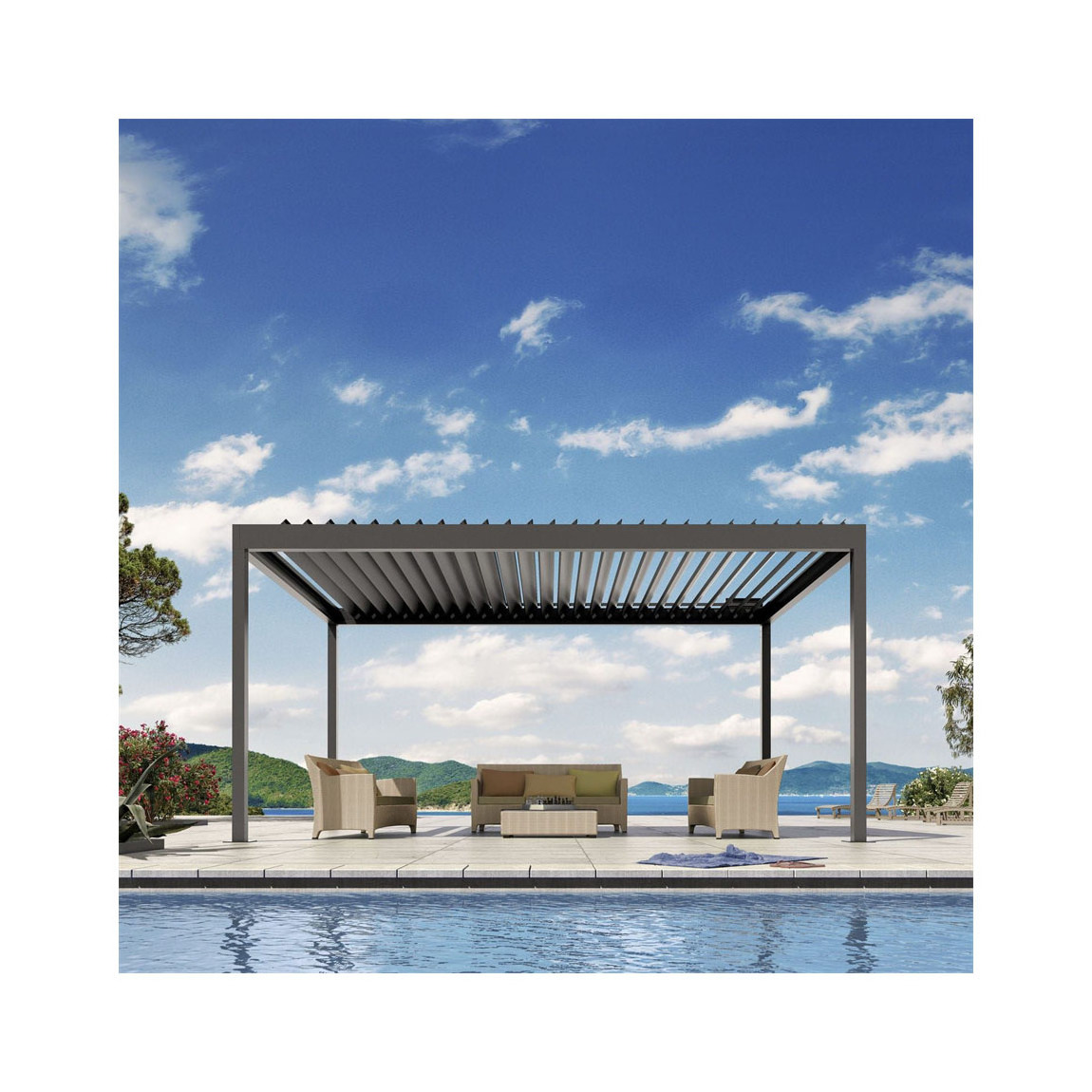 Aluminum Pergola Canopy Gazebo Brackets Glass PVC Roof Bioclimatic Modern Design High Quality Aluminum Pergola