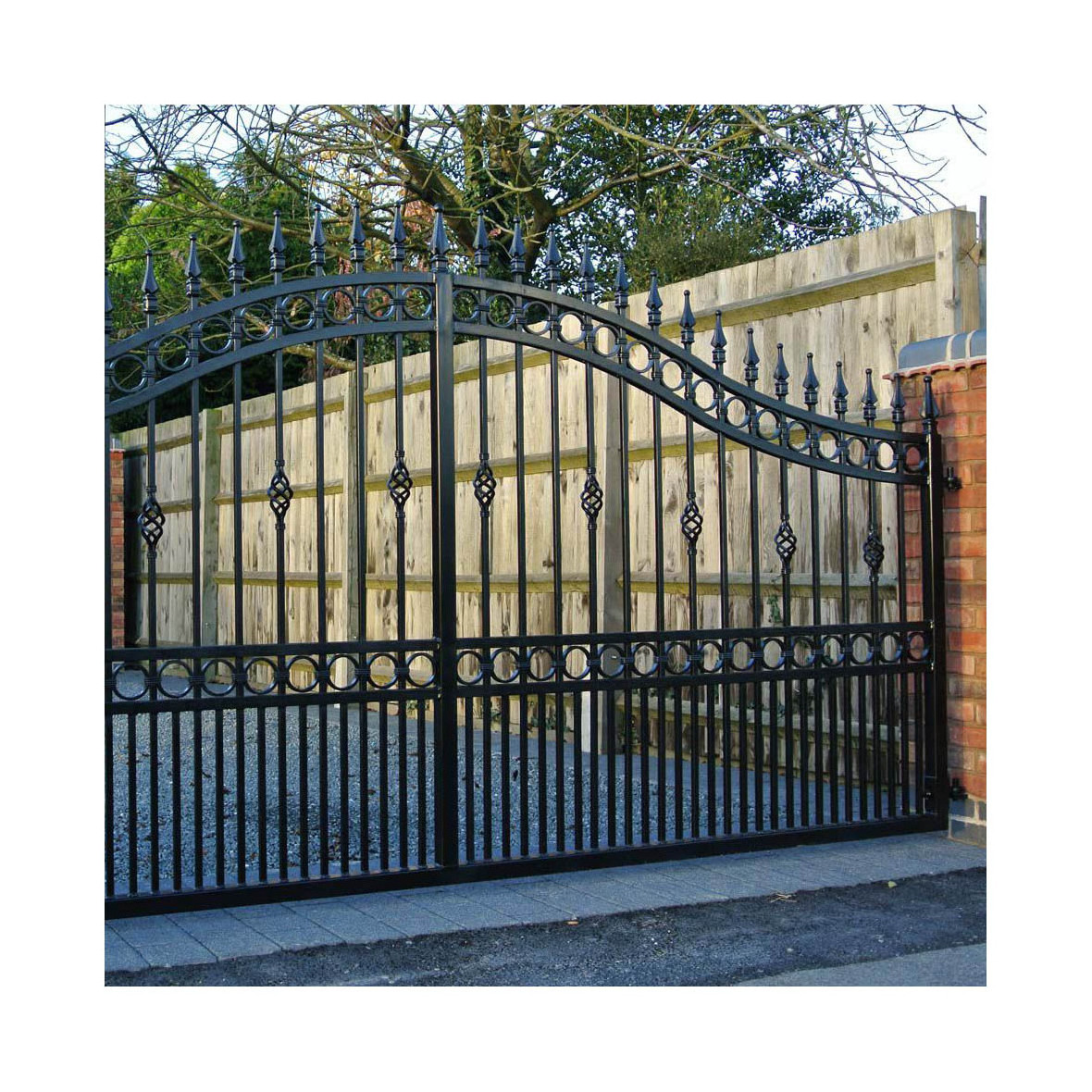 Wrought Iron Gate High Quality Cheap Price Entrance Way Wrought Iron Gate Accessories Double Swing Modern Wrought Iron Gate