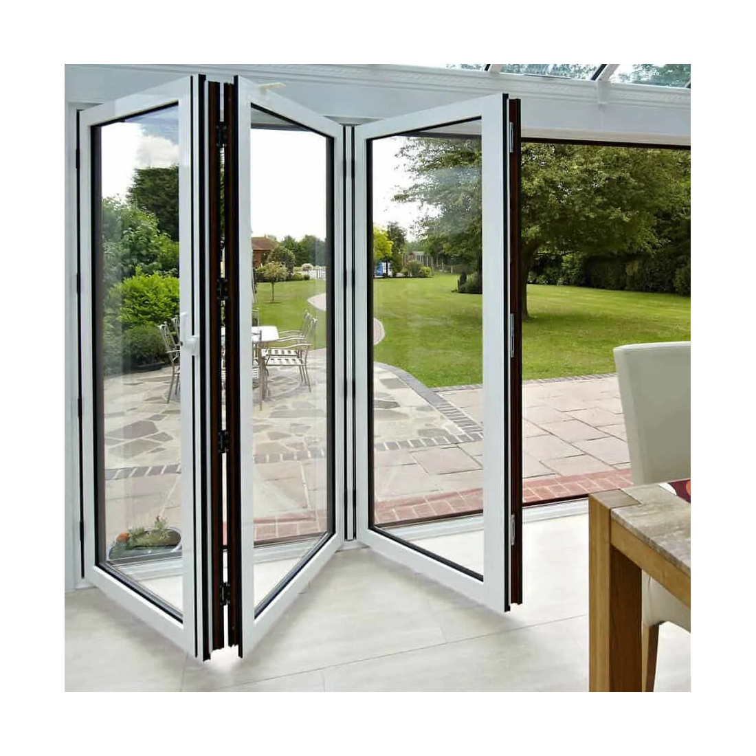 Aluminum Bi-folding Door Technology Low Price Cylinder Lock Cast Tempered Glass Door For Home Aluminum Bi-folding Door