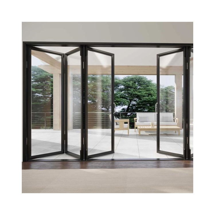 Aluminum Bi-folding Door Technology Low Price Cylinder Lock Cast Tempered Glass Door For Home Aluminum Bi-folding Door