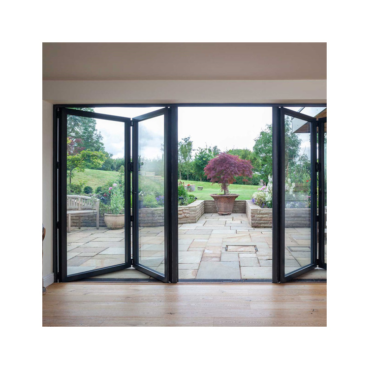 Aluminum Bi-folding Door Technology Low Price Cylinder Lock Cast Tempered Glass Door For Home Aluminum Bi-folding Door