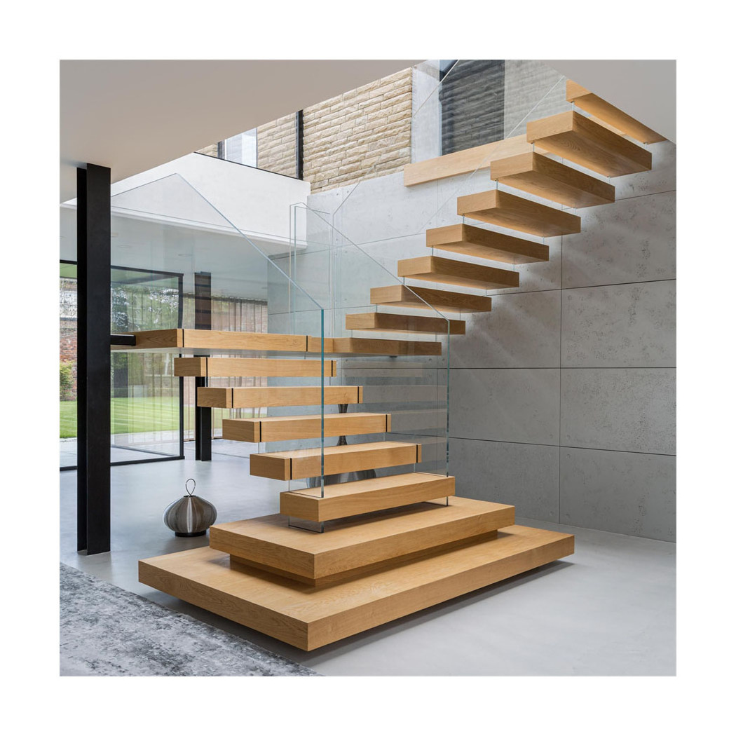 Ace Floating Staircase Wood Spiral Curved L Shape Staircase Used For Sale Lighting Wall Chandelier Modern Floating Staircase