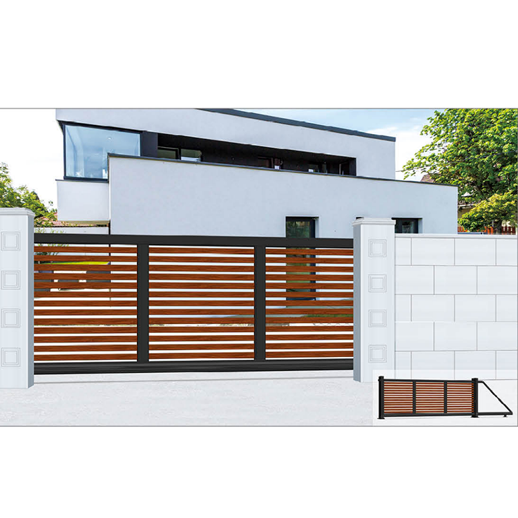 Beautiful decorative pattern motor operated sliding cantilever gate made in China for house