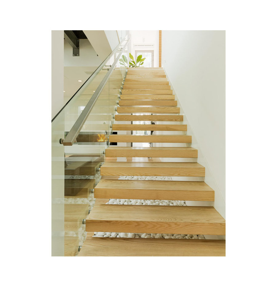 Ace Floating Staircase Led Lighting Glass Floating Stair Wood Carbon Steel Modern Design High Quality Floating Stair