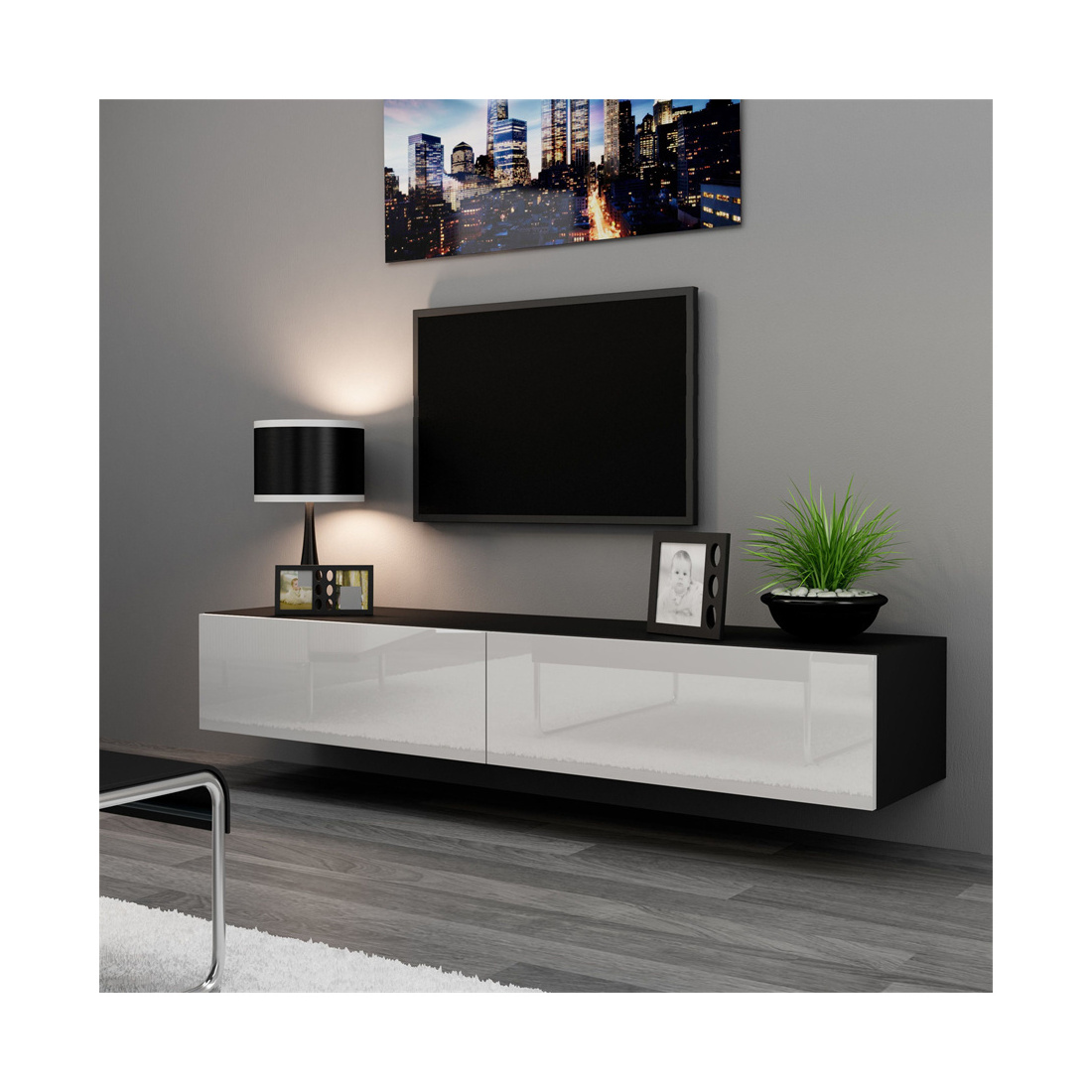 TV Cabinet House Villa Luxury Bedroom Wall Wardrobe With Hanging Fireplace Modern Design Metal High Quality TV Cabinet