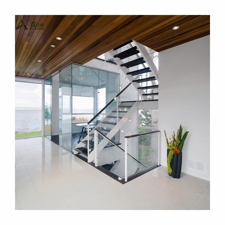 Ace Staircase  Railing Design Stairs Steel Marble Glass Floating Curved Spiral Straight Floating Staircase Kits