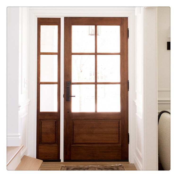 Ace Wooden Door Handle  Solid Wood Double Front Entry Door  Wooden French Doors With Wrought Iron