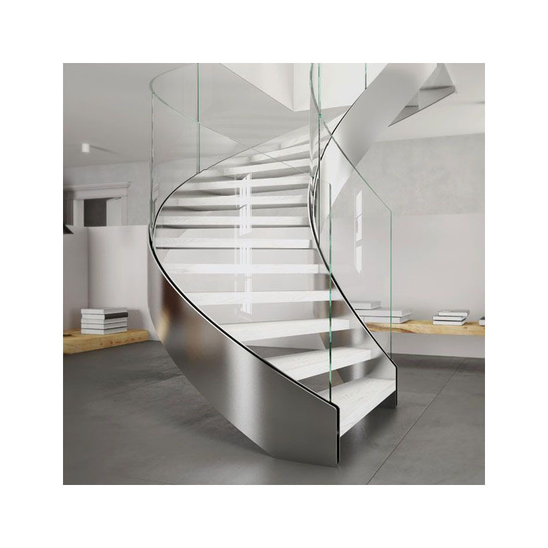 Curved Staircase Steel Carbon Iron Wood Marble Staircase Spiral Floating Outdoor Indoor Modern Design Curved Staircase