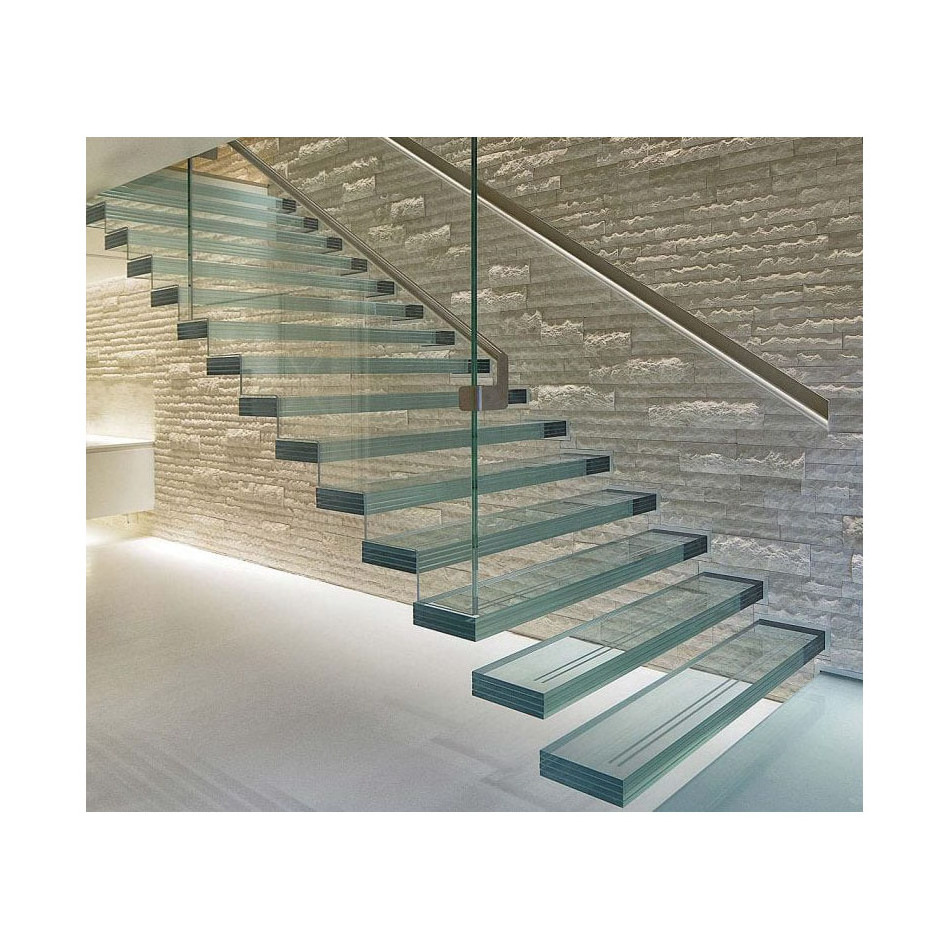 Ace Floating Staircase Led Lighting Glass Floating Stair Wood Carbon Steel Modern Design High Quality Floating Stair