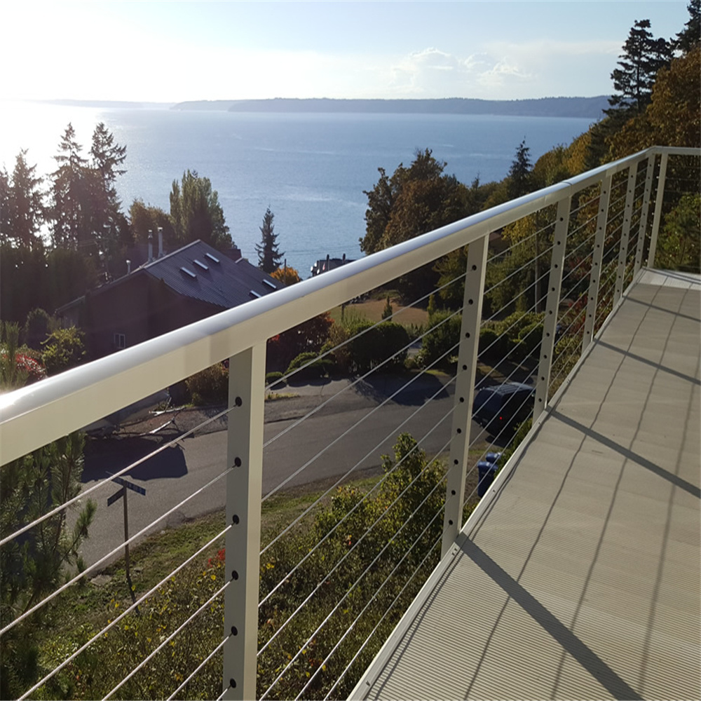 Deck railings stainless steel cable wire rope design painted post handrail