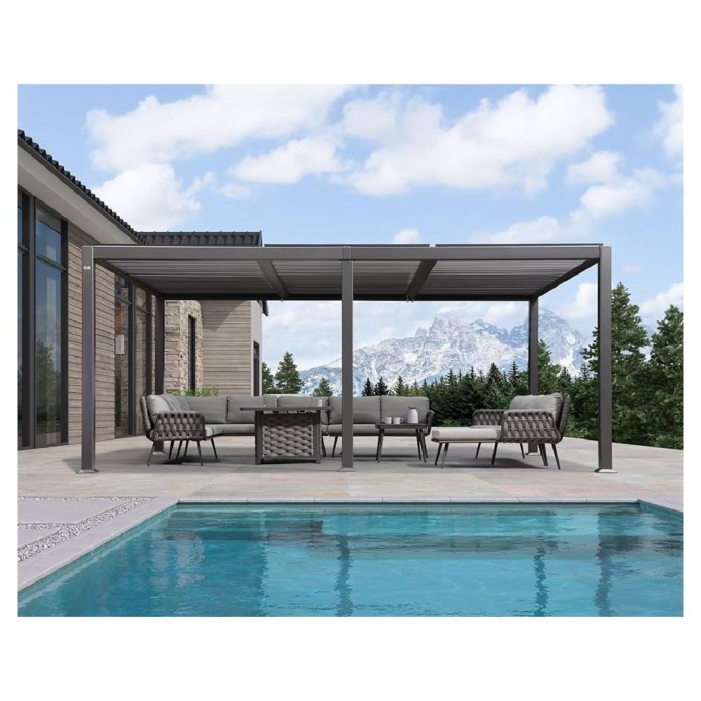 Ace Waterproof Louvered Aluminum Pergola Roof Aluminum Pergola With Privacy Wal Aluminum Retractable PVC Pergola Canopy