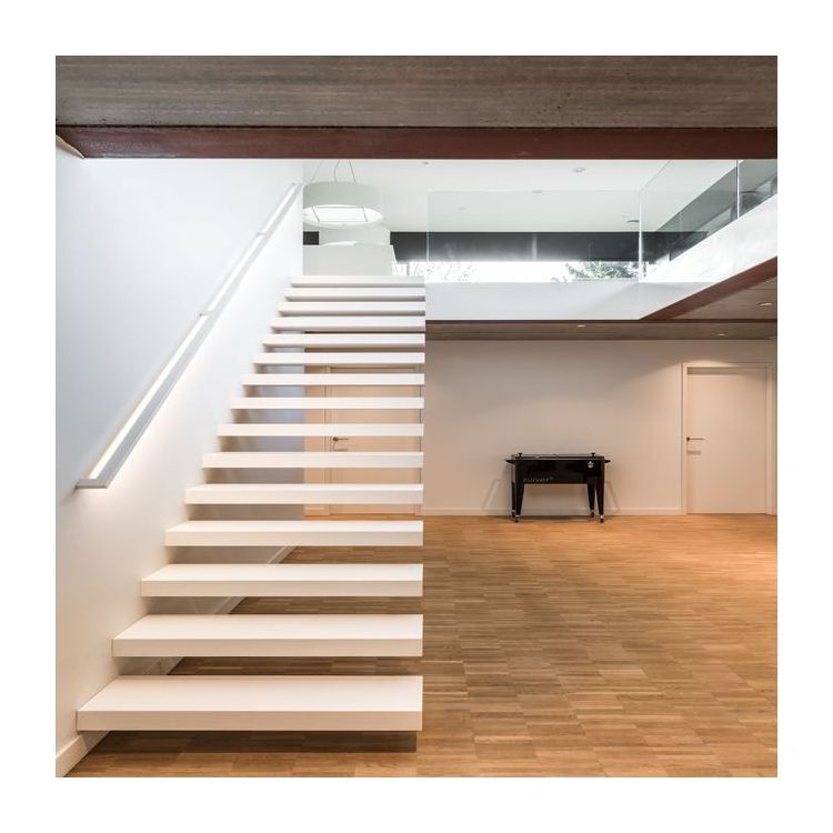 ACE Staircase Modern Design Glass Railing Invisible Wooden Box Step Floating Stairs