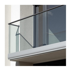 Outdoor balcony aluminum glass balustrades u channel handrails with water proof led light railings and handrails