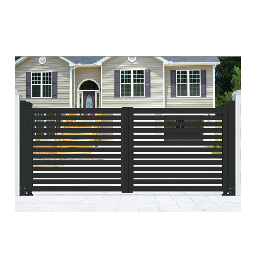 Black Ornamental Fence Pedestrian Door Double Swing Gate