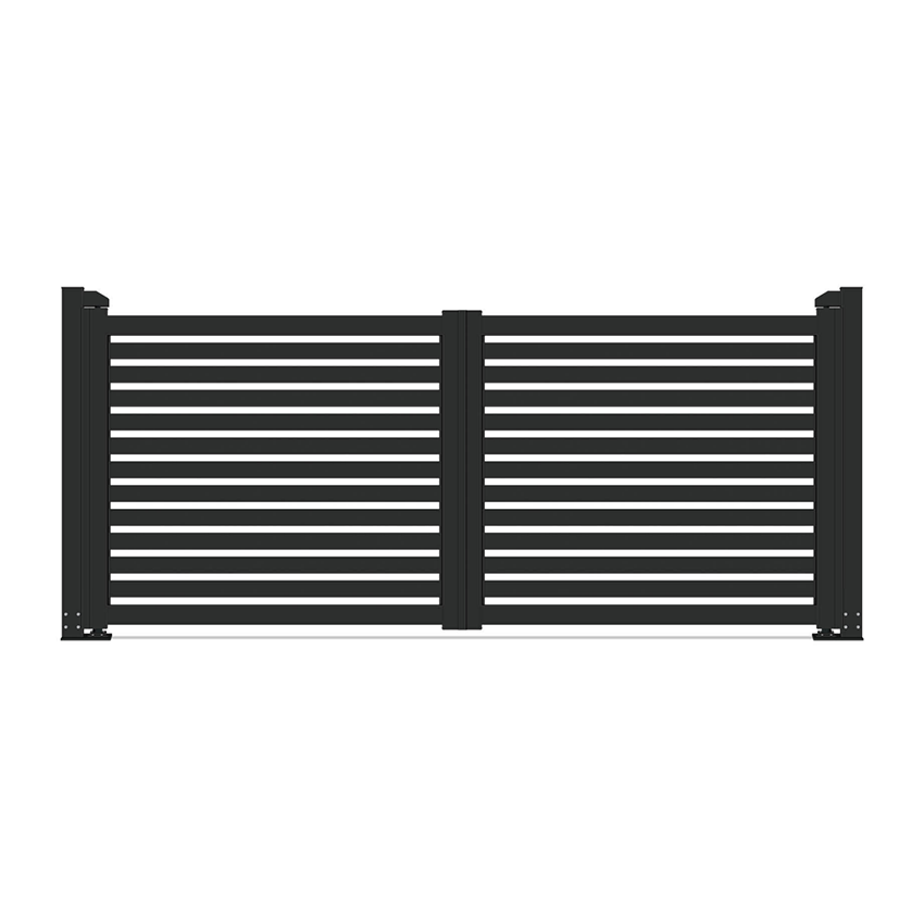 Black Ornamental Fence Pedestrian Door Double Swing Gate