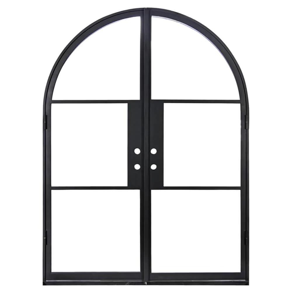 ACE Interior Doors Double Arch Door French Exterior Double Glass Wrought Iron Doors