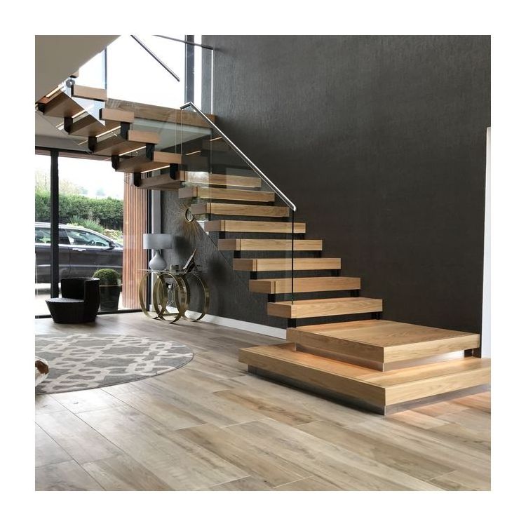 ACE Staircase Modern Design Glass Railing Invisible Wooden Box Step Floating Stairs