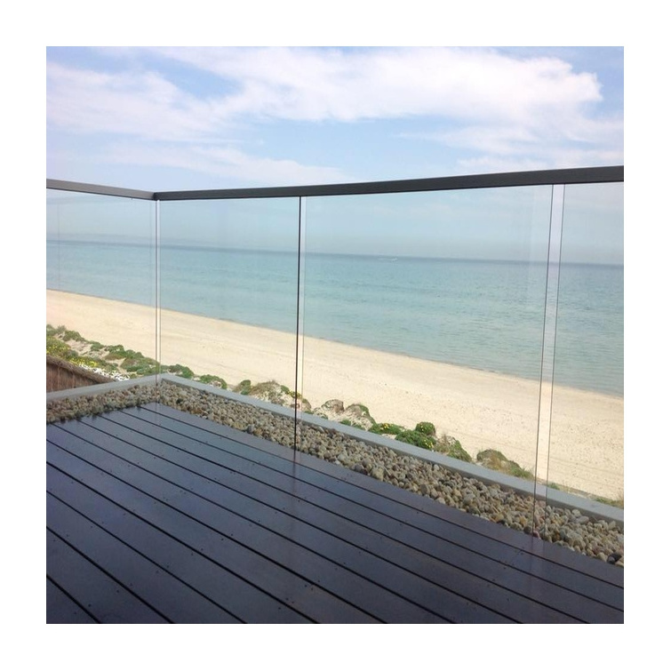 Outdoor balcony aluminum glass balustrades u channel handrails with water proof led light railings and handrails