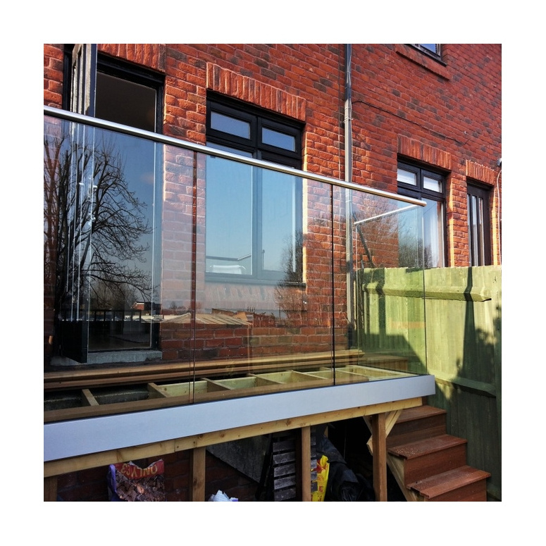 Frameless glass balcony/ stairs railing aluminum U channel glass balustrade plexiglass deck railing