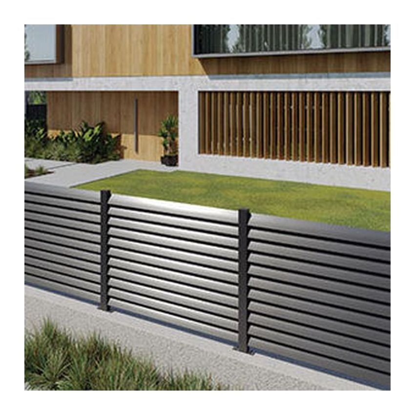 Privacy Fence Aluminum Black No Dig Horizontal Slat Aluminum Fence