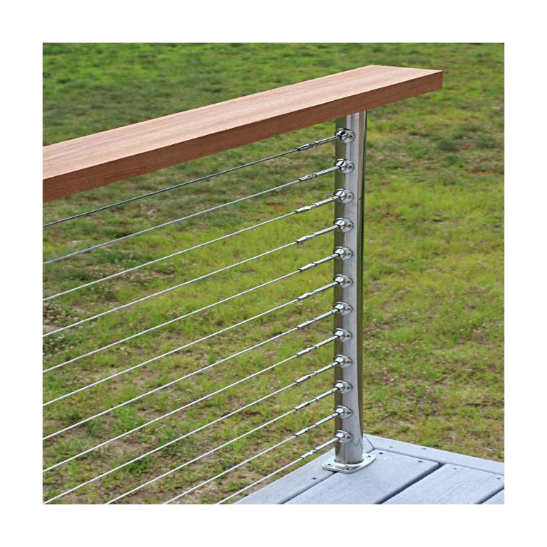 Exterior balcony stainless steel wire balustrade cable railing post baluster