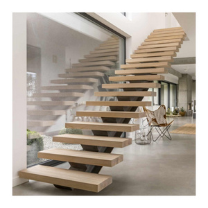 Ace Factory Sale Double Beam Stringer Stairs New Products Outdoor Wooden Stairs Good Selling Straight Staircase