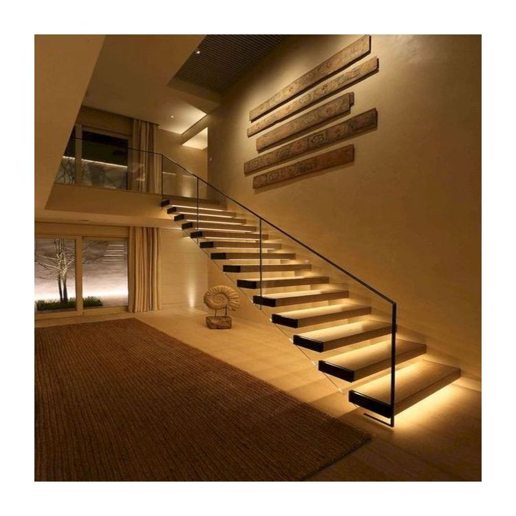 ACE Staircase Modern Design Glass Railing Invisible Wooden Box Step Floating Stairs