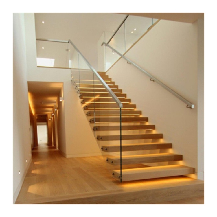 Ace Newest Design Floating Staircase  Wood Stairs Solid Staircase Household Individual  Floating Stairs