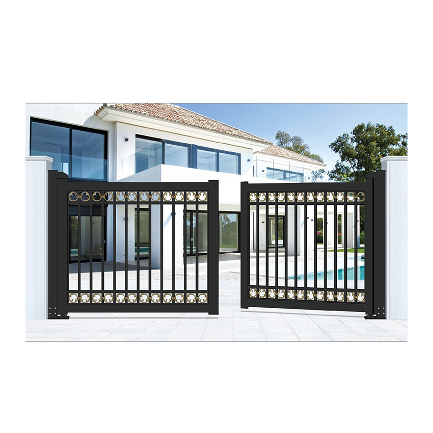 Black and White House Walk Through Metal Pedestrian Entry Swing Gate