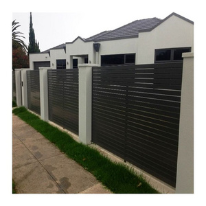 Privacy Fence Aluminum Black No Dig Horizontal Slat Aluminum Fence