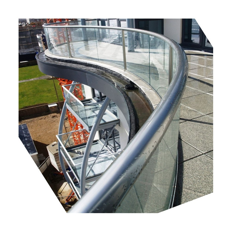 Frameless glass balcony/ stairs railing aluminum U channel glass balustrade plexiglass deck railing