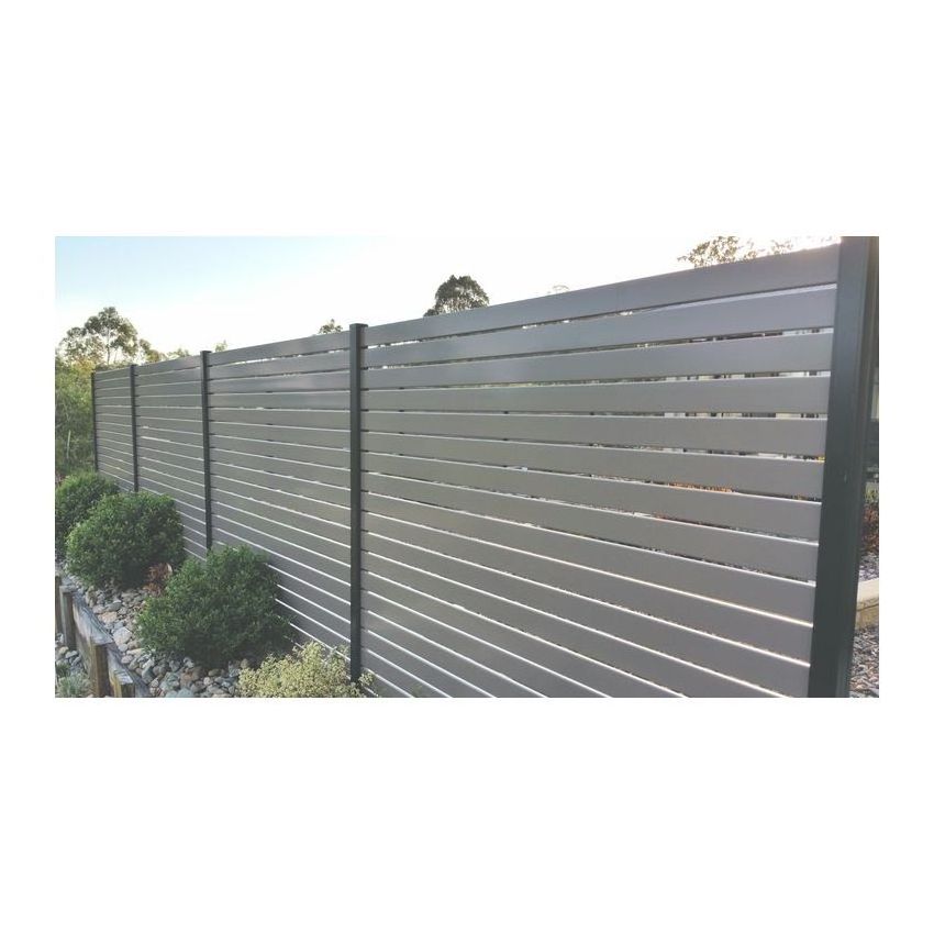 Privacy Fence Aluminum Black No Dig Horizontal Slat Aluminum Fence