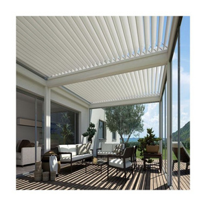 Automatic Pergolas SPA Arch Aluminium Louvered Awning Roof Patio Pavilion Outdoor Gazebo Pergola with Frameless Sliding Door