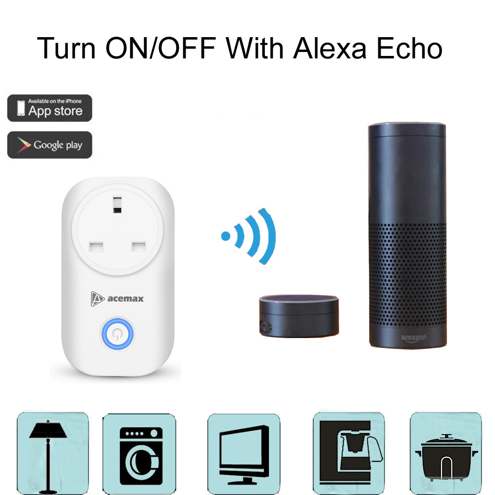 2018 new smart wifi works with amazon alexa smart plug 2.4G Wifi Remote Control socket outlet with Led lights