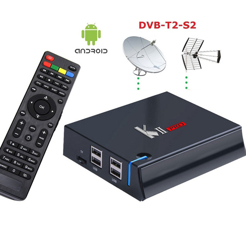 Amlogic S905 quad core smart stream tv box K2 pro dvb-s2 dvb-t2 twin tuner 2G/16G 4K UHD dual band wifi