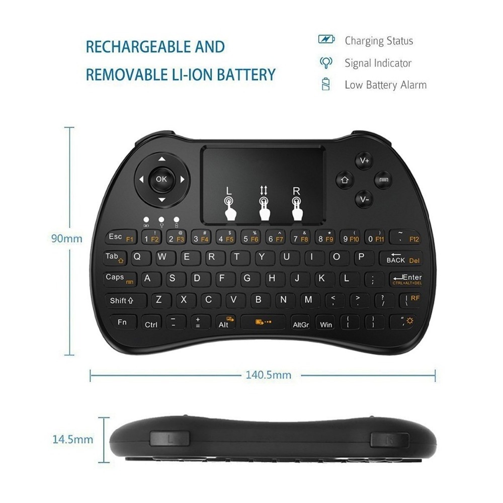 mini keyboard H9 Backlit Backlight 2.4G Wireless Remote QWERTY Keyboard Touchpad for PC Android TV BOX amazon fire tv stick