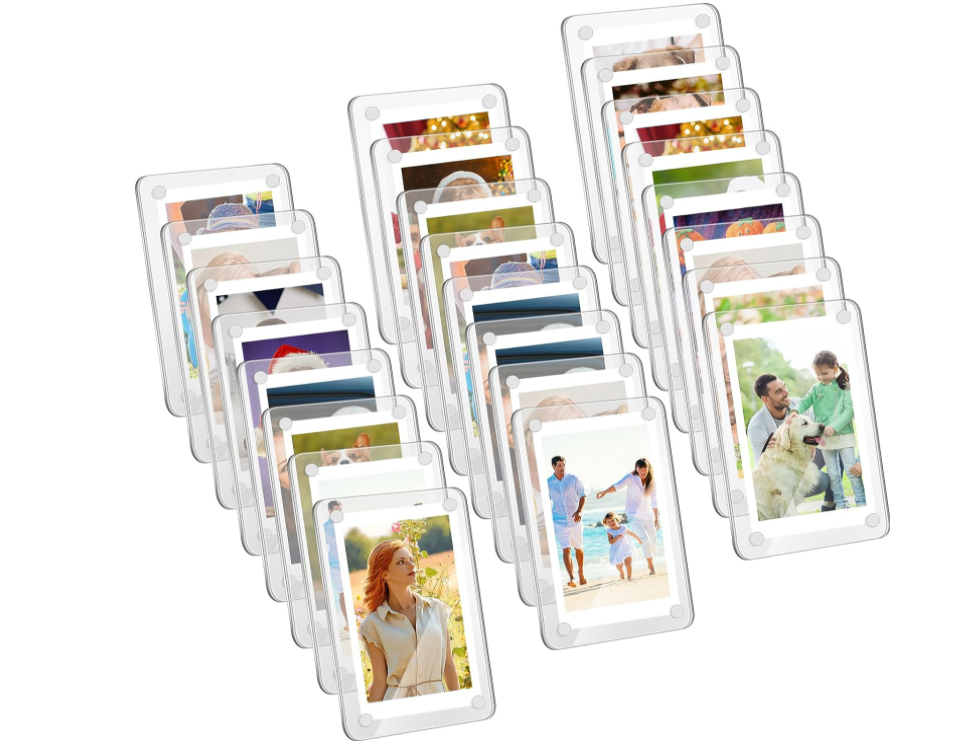 Acrylic Mini Magnetic Photo Frames for Refrigerator 2 x 3, Double Sided Fridge Magnetic Picture Frame Clear Magnetic Photo Frame