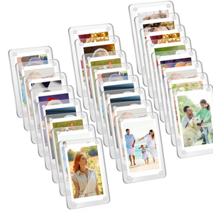 Acrylic Mini Magnetic Photo Frames for Refrigerator 2 x 3, Double Sided Fridge Magnetic Picture Frame Clear Magnetic Photo Frame