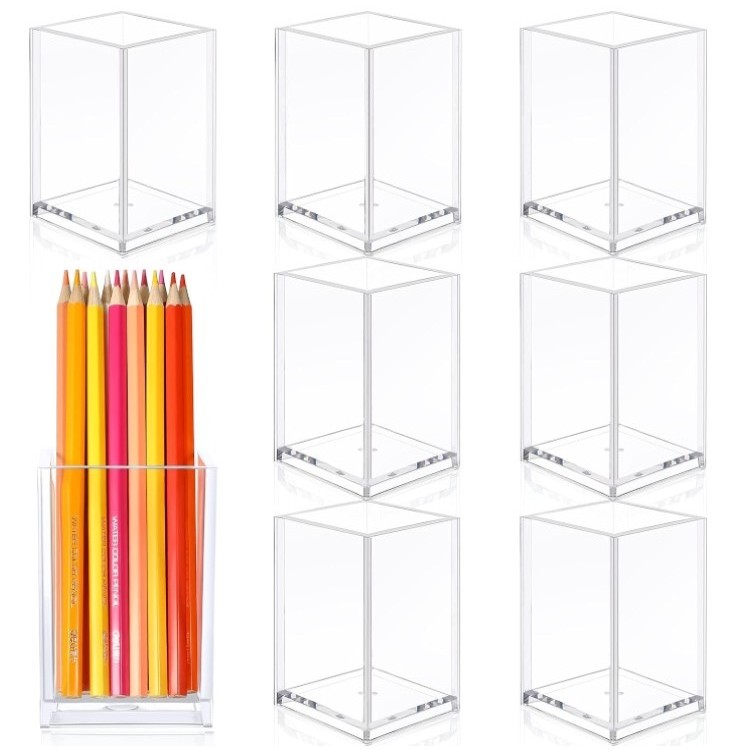 Wholesale Acrylic Pen Stand Holder Cup Makeup Brush Holder Acrylic Organizer