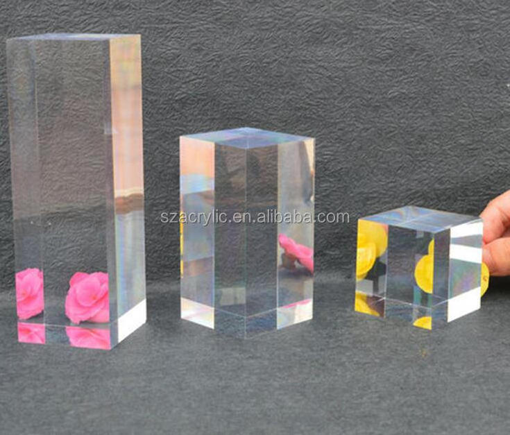 transparent acrylic solid display cube/logo block